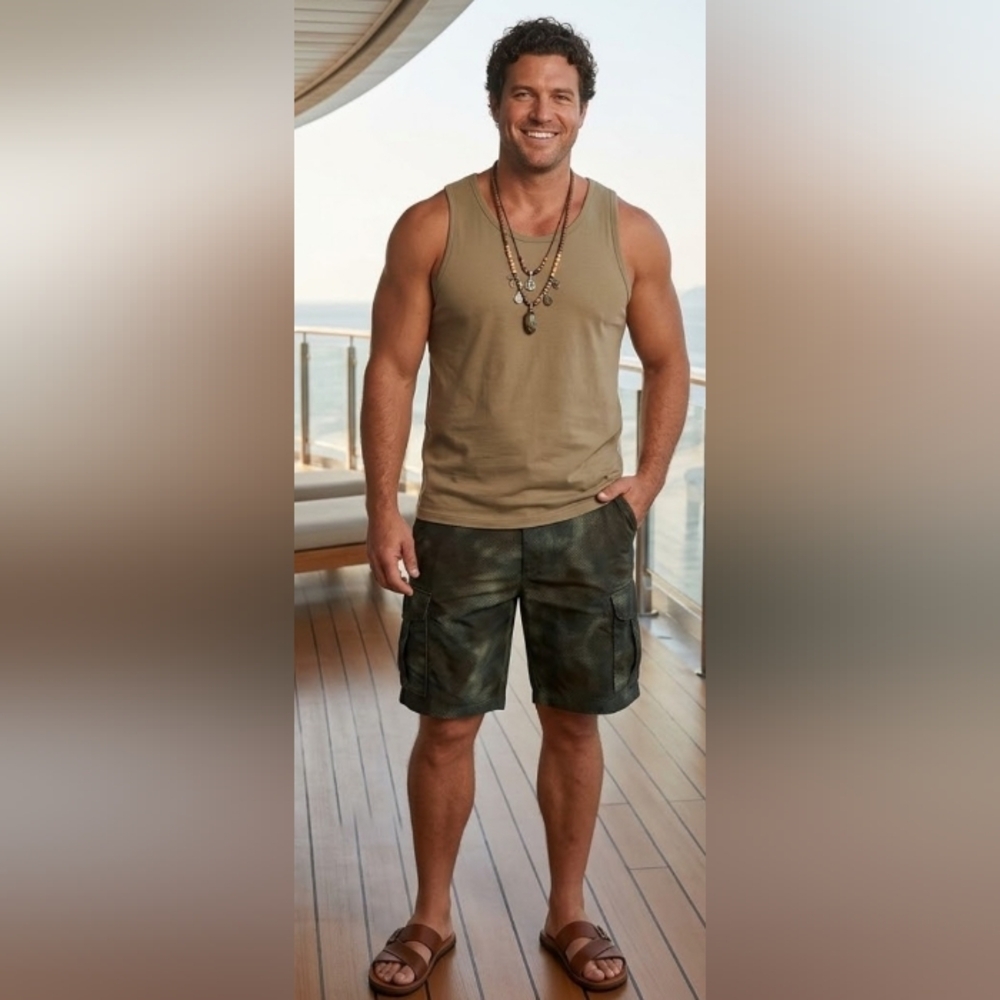 Jorts Retro Camo Casual Men 46 Cotton Cargo Utility Travel Vacations New